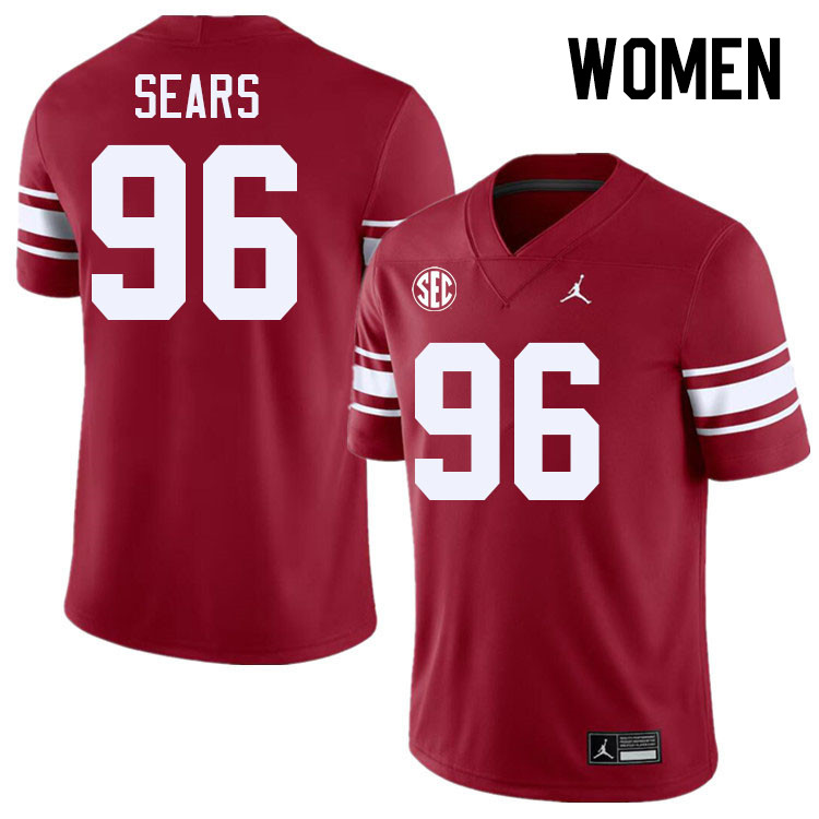 Women #96 Davon Sears Oklahoma Sooners 2024 SEC Conference College Football Jerseys-Throwback